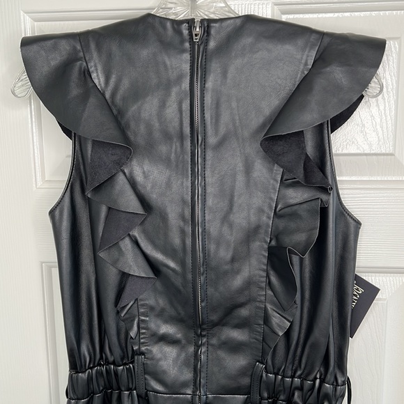 NWT BlankNYC black faux leather ruffle sleeve jumpsuit size small - Picture 8 of 14